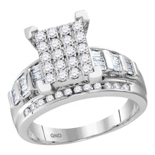 10k White Gold Round Diamond Cluster Bridal Wedding Engagement Ring 1-1/2 Cttw