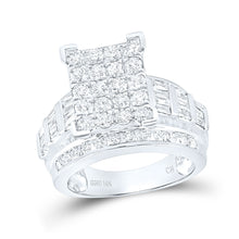  10k White Gold Round Diamond Cluster Bridal Wedding Engagement Ring 2 Cttw