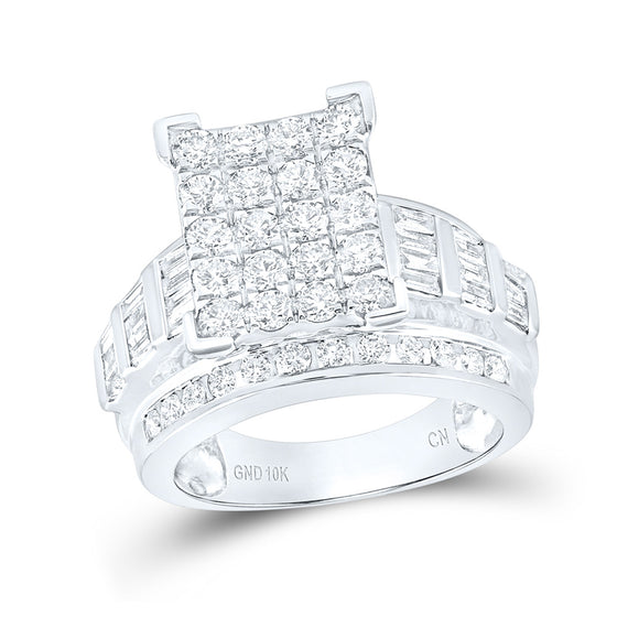10k White Gold Round Diamond Cluster Bridal Wedding Engagement Ring 2 Cttw