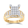 10k Yellow Gold Round Diamond Cluster Bridal Wedding Engagement Ring 7/8 Cttw