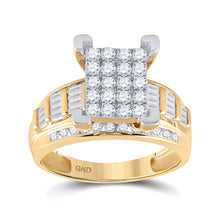  10k Yellow Gold Round Diamond Cluster Bridal Wedding Engagement Ring 7/8 Cttw