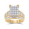 10k Yellow Gold Round Diamond Cluster Bridal Wedding Engagement Ring 1-1/2 Cttw