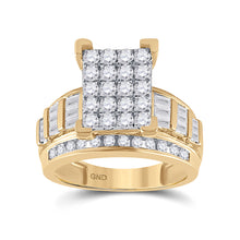  10k Yellow Gold Round Diamond Cluster Bridal Wedding Engagement Ring 1-1/2 Cttw