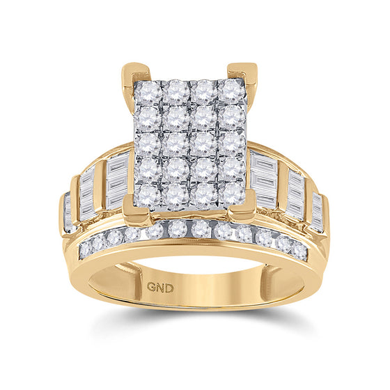 10k Yellow Gold Round Diamond Cluster Bridal Wedding Engagement Ring 1-1/2 Cttw