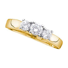  14k Yellow Gold Round Diamond 3-stone Bridal Wedding Engagement Ring 1 Cttw