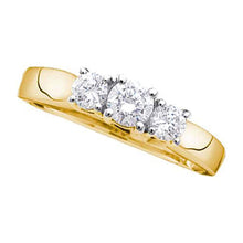  14k Yellow Gold Round Diamond 3-stone Bridal Wedding Engagement Ring 1/2 Cttw