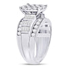 10k White Gold Round Diamond Cluster Bridal Wedding Engagement Ring 2 Cttw
