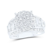  10k White Gold Round Diamond Cluster Bridal Wedding Engagement Ring 2 Cttw
