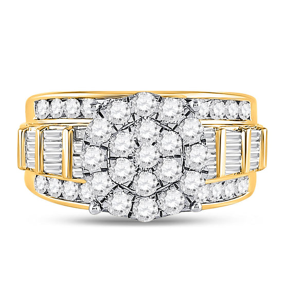 10k Yellow Gold Round Diamond Cluster Bridal Wedding Engagement Ring 2 Cttw