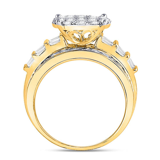 10k Yellow Gold Round Diamond Cluster Bridal Wedding Engagement Ring 2 Cttw