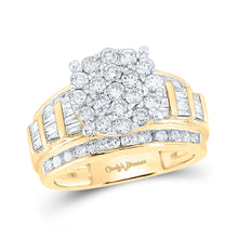  10k Yellow Gold Round Diamond Cluster Bridal Wedding Engagement Ring 2 Cttw