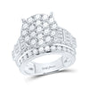 10k White Gold Round Diamond Cluster Bridal Wedding Engagement Ring 3 Cttw