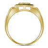10k Yellow Gold Mens Round Brown Diamond Square Ring 1/2 Cttw