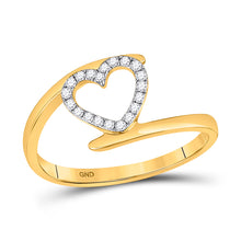  10k Yellow Gold Womens Round Diamond Heart Ring 1/8 Cttw