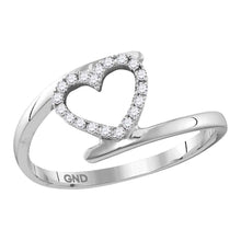  10k White Gold Womens Round Diamond Held Heart Ring 1/8 Cttw