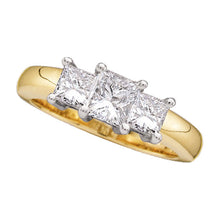 14k Yellow Gold Princess Diamond 3-stone Bridal Wedding Engagement Ring 1/2 Cttw