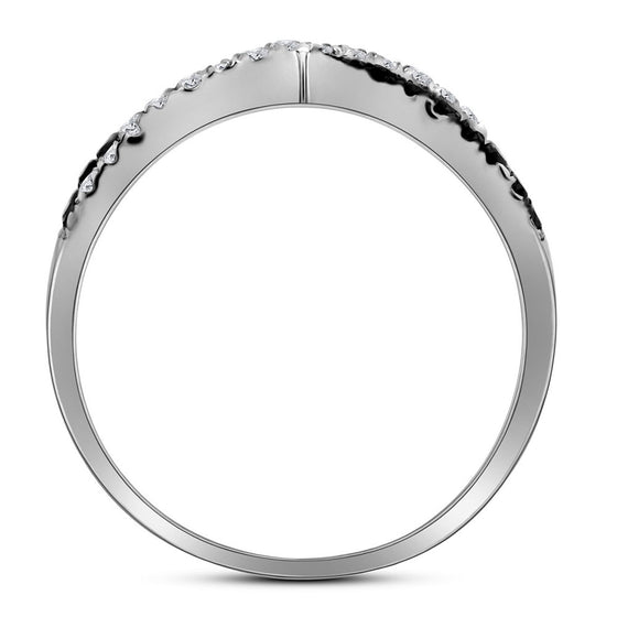 10k White Gold Womens Round Black Color Enhanced Diamond Infinity Ring 1/3 Cttw