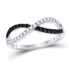 10k White Gold Womens Round Black Color Enhanced Diamond Infinity Ring 1/3 Cttw