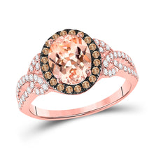  14k Rose Gold Womens Oval Morganite Diamond Solitaire Ring 5/8 Cttw