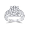 10k White Gold Round Diamond Cluster Bridal Wedding Engagement Ring 7/8 Cttw