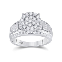  10k White Gold Round Diamond Cluster Bridal Wedding Engagement Ring 7/8 Cttw