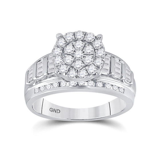 10k White Gold Round Diamond Cluster Bridal Wedding Engagement Ring 7/8 Cttw