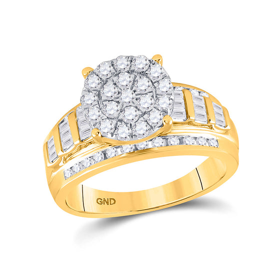 10k Yellow Gold Round Diamond Cluster Bridal Wedding Engagement Ring 7/8 Cttw