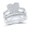 10k White Gold His Hers Round Diamond Heart Matching Wedding Set 1/2 Cttw