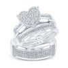 10k White Gold His Hers Round Diamond Heart Matching Wedding Set 1/2 Cttw