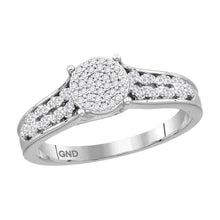 10k White Gold Womens Round Diamond Circle Cluster Ring 1/5 Cttw