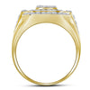 10k Yellow Gold Mens Round Diamond Square Frame Cluster Ring 2-1/2 Cttw