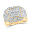 10k Yellow Gold Mens Round Diamond Square Frame Cluster Ring 2-1/2 Cttw