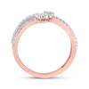 10k Rose Gold Womens Round Diamond Double Flower Cluster Ring 1/3 Cttw