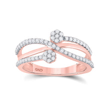  10k Rose Gold Womens Round Diamond Double Flower Cluster Ring 1/3 Cttw