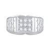 10k White Gold Mens Round Diamond Square Cluster Brick Ring 1/4 Cttw
