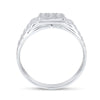 10k White Gold Mens Round Diamond Square Cluster Brick Ring 1/4 Cttw