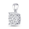 10k White Gold Womens Round Diamond Cluster Pendant 1/2 Cttw