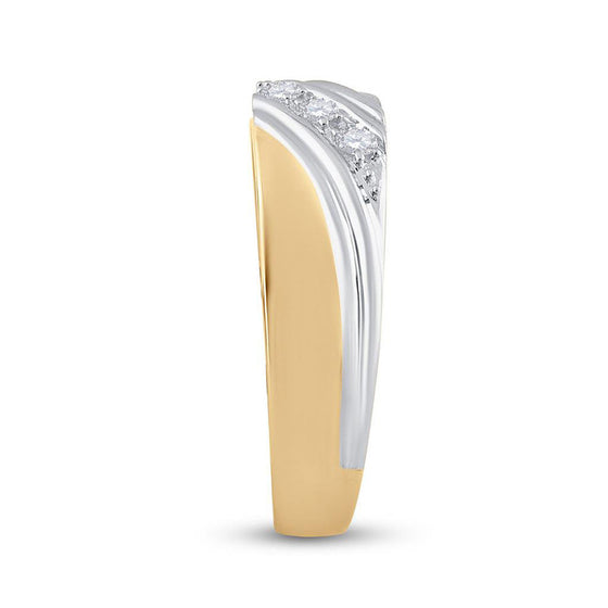 10k Yellow Gold His Hers Round Diamond Solitaire Matching Wedding Set 1/4 Cttw