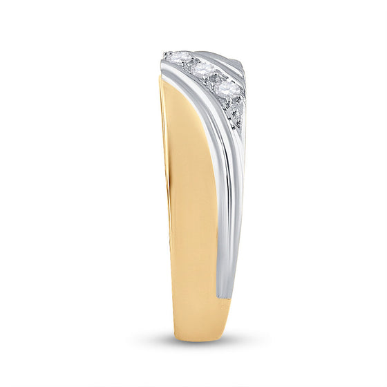 10k Yellow Gold His Hers Round Diamond Solitaire Matching Wedding Set 1/4 Cttw