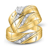 10k Yellow Gold His Hers Round Diamond Solitaire Matching Wedding Set 1/4 Cttw