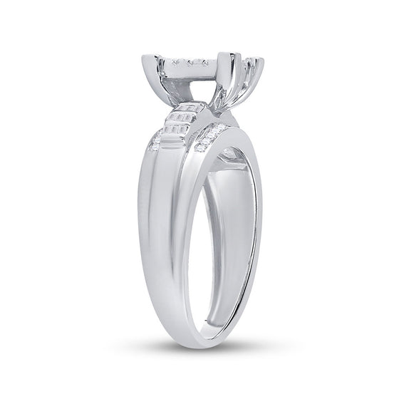 10k White Gold Round Diamond Cluster Bridal Wedding Engagement Ring 1/2 Cttw