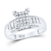 10k White Gold Round Diamond Cluster Bridal Wedding Engagement Ring 1/2 Cttw