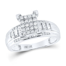  10k White Gold Round Diamond Cluster Bridal Wedding Engagement Ring 1/2 Cttw