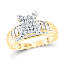  10k Yellow Gold Round Diamond Cluster Bridal Wedding Engagement Ring 1/2 Cttw