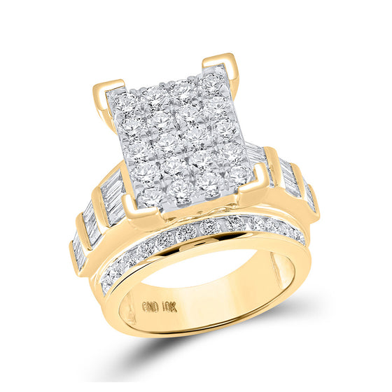 10k Yellow Gold Round Diamond Cluster Bridal Wedding Engagement Ring 3 Cttw