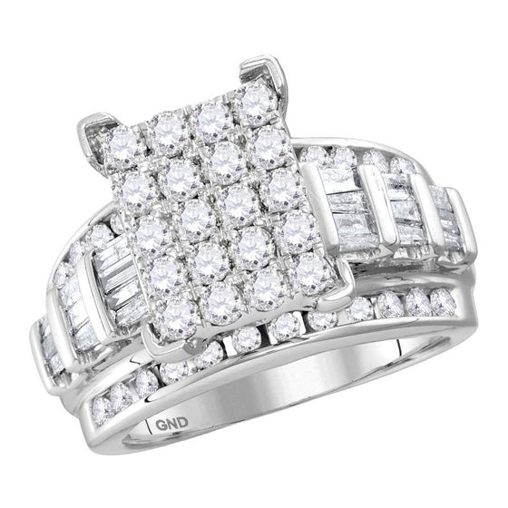 14k White Gold Round Diamond Cluster Bridal Wedding Engagement Ring 4 Cttw