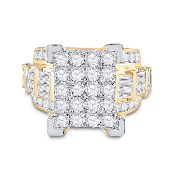 14k Yellow Gold Round Diamond Cluster Bridal Wedding Engagement Ring 4 Cttw