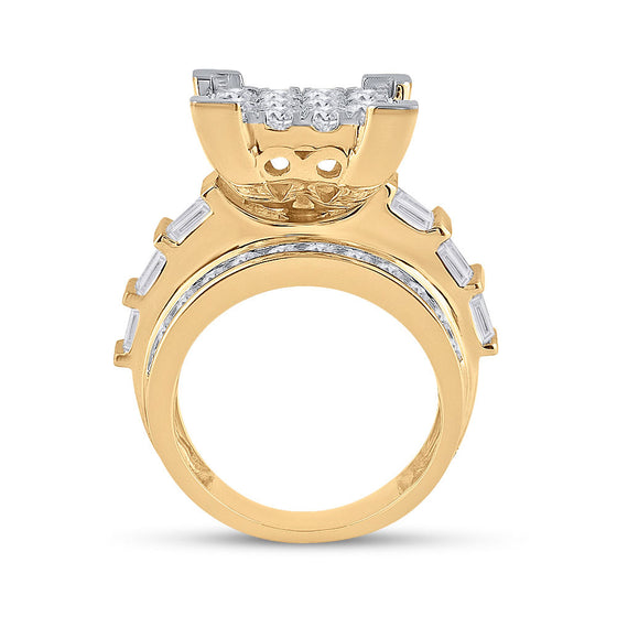 14k Yellow Gold Round Diamond Cluster Bridal Wedding Engagement Ring 4 Cttw