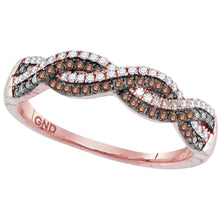 10k Rose Gold Womens Round Brown Diamond Twist Band Ring 1/4 Cttw