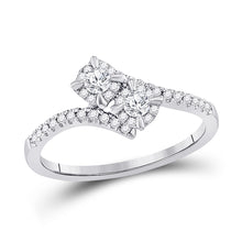  14k White Gold Round Diamond 2-stone Bridal Wedding Engagement Ring 1/3 Cttw